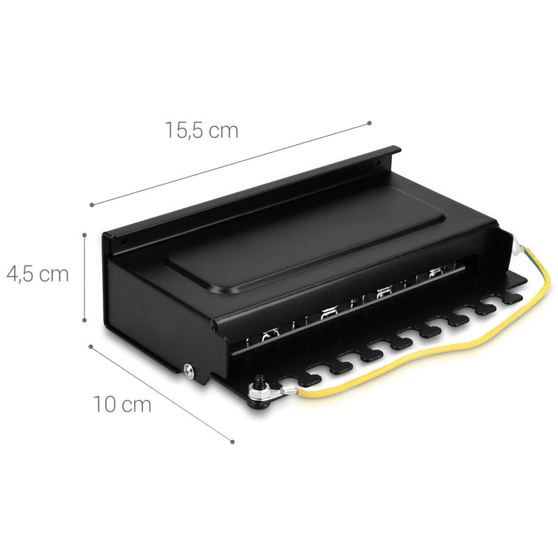 [AUSTRALIA] - kwmobile 8 port patch panel Cat6 distributor - distribution panel patch panel Cat 6 cable with ground cable - including screws dowels for wall mounting - black