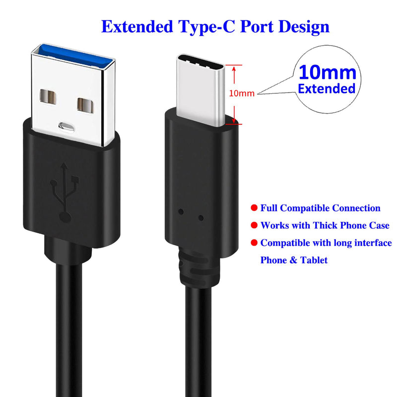  [AUSTRALIA] - UNIDOPRO 6FT 10mm Extended Tip USB Type C Fast Charger Cable Data Sync Cord Compatible with Blackview BV5900 BV6300 Pro BV6900 BV9100 BV9500 Plus BV9600 BV9700 BV9800 BV9900E BV9900 Pro Rugged Phones