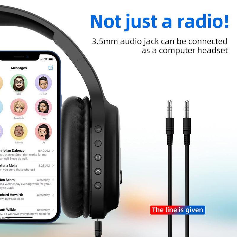  [AUSTRALIA] - Wireless Headphones with FM Radio, Rechargeable Portable & Personal Radio Headset with Bluetooth, Lightweight & Comfortable Ear Muffs for Jogging, Mowing, Cycling, Meeting FM Receiver (Bluetooth)