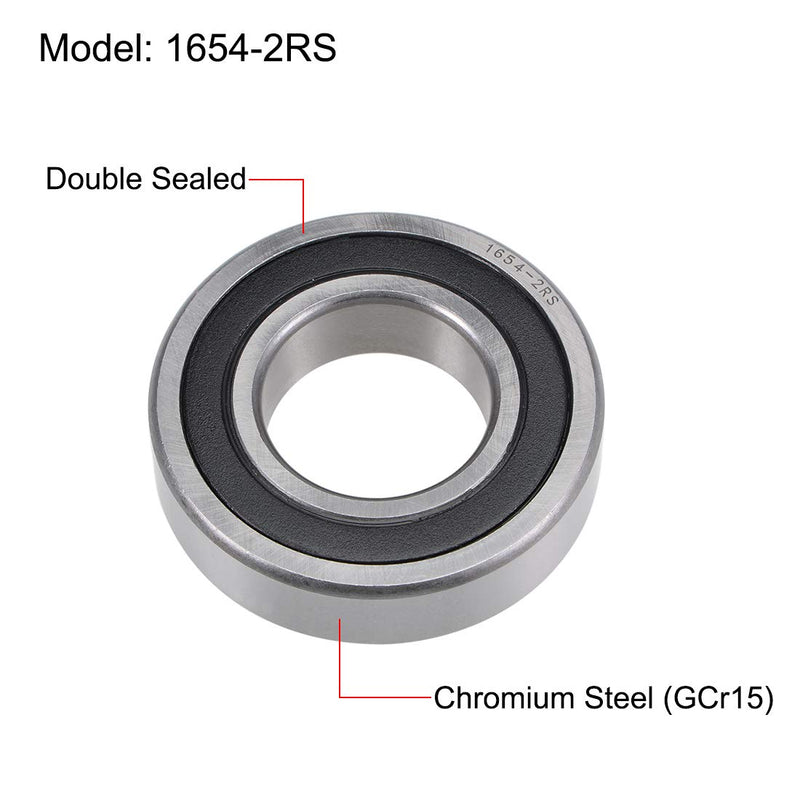  [AUSTRALIA] - uxcell 1654-2RS Deep Groove Ball Bearings Z2 1-1/4 Inch x 2-1/2 Inch x 5/8 Inch Double Sealed Chrome Steel 1-1/4"x2-1/2"x5/8"