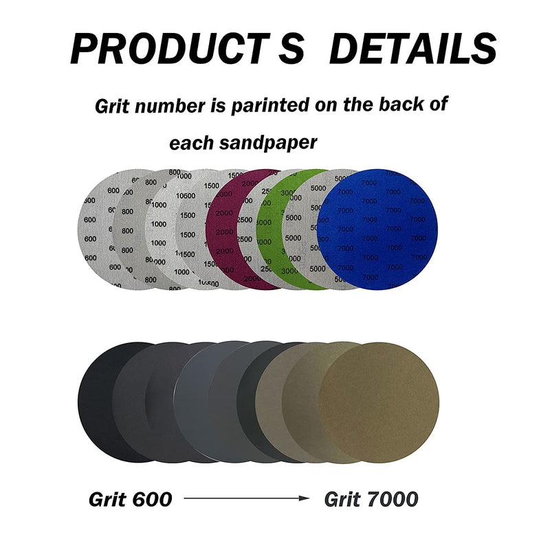  [AUSTRALIA] - 2000 Grit Wet Dry Sandpaper, 6 Inch 25 PCS Hook and Loop Sanding Discs with Premium Silicon Carbide Abrasive, Polishing Sandpaper Pads for Auto Polishing or Scratches Removing Grit 2000