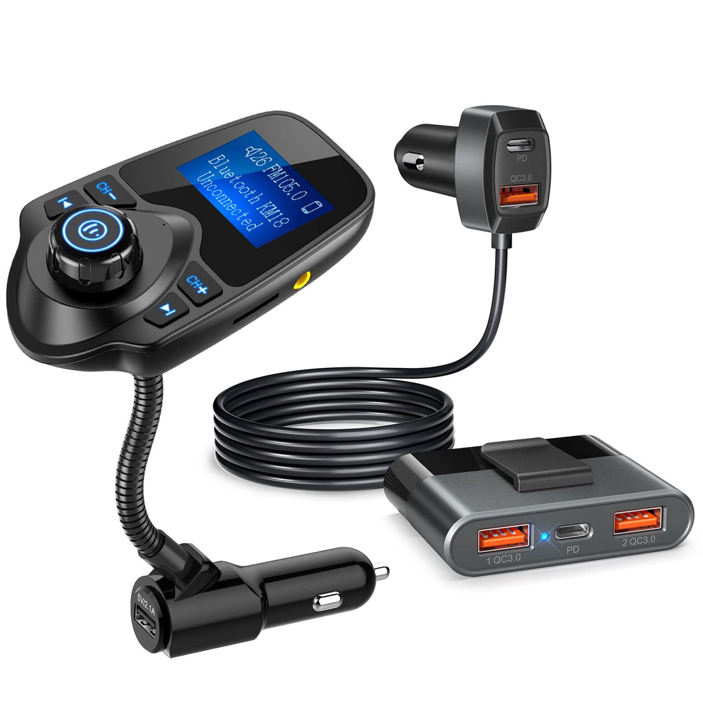  [AUSTRALIA] - Nulaxy KM18 Black Matte Bluetooth Car FM Transmitter & SC03S USB C Car Charger