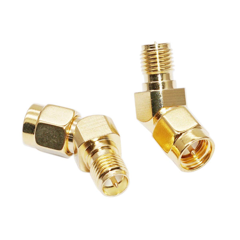 2pcs SMA Male to RP-SMA Female Adapter 45/135 Degree Gold Plated - LeoForward Australia