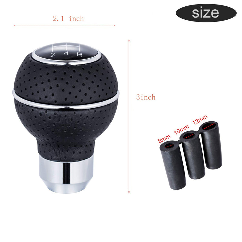  [AUSTRALIA] - Bashineng 5 Speed Gear Shifter Knob,Universal Leather Stick Shift Nob Fit Most Manual Truck SUV Cars (Black+Silver) black+silver