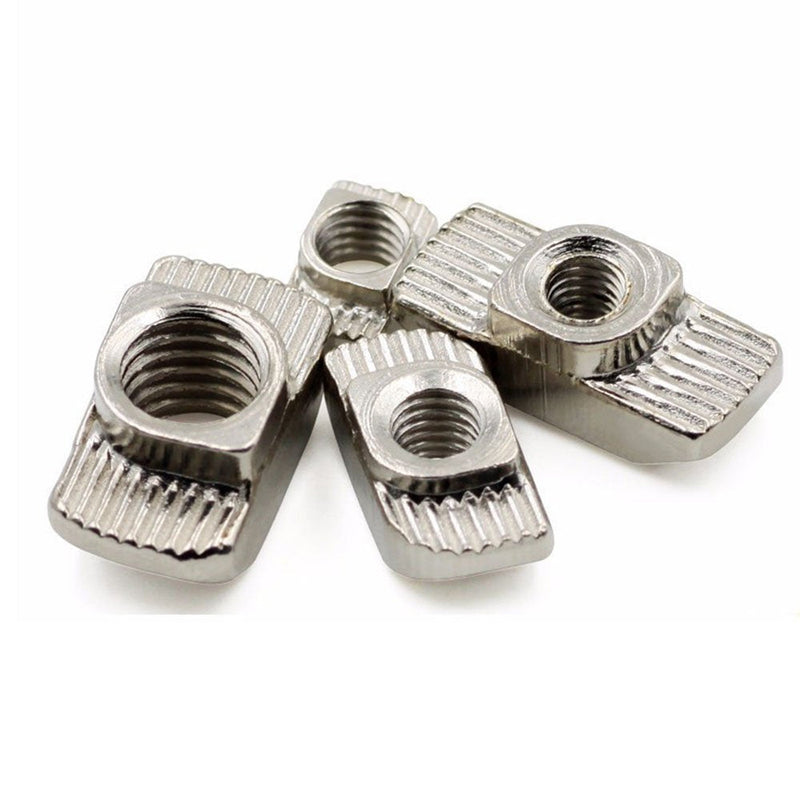  [AUSTRALIA] - PZRT 3030 Series 50-Pack M6 T-Nuts,Carbon Steel Nickel-Plated Half Round Roll in Sliding T Slot Nut 8mm Slot Aluminum Profile Accessories