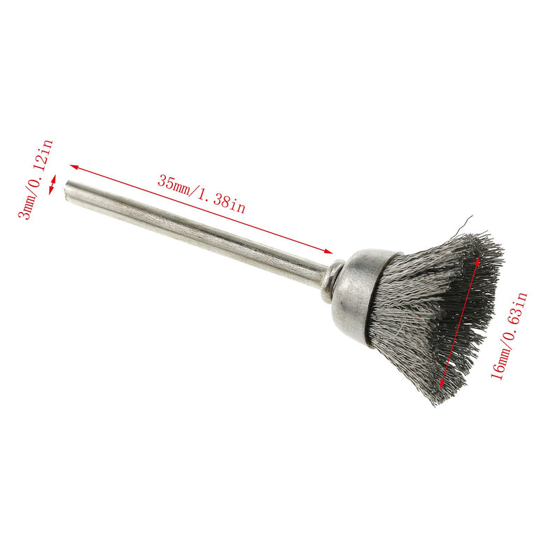  [AUSTRALIA] - E-outstanding 15pcs 15mm Cup Shape Wire Brushes Stainless Steel Wire Brush 1/8" Shank Drill Rotary Grinding Tools