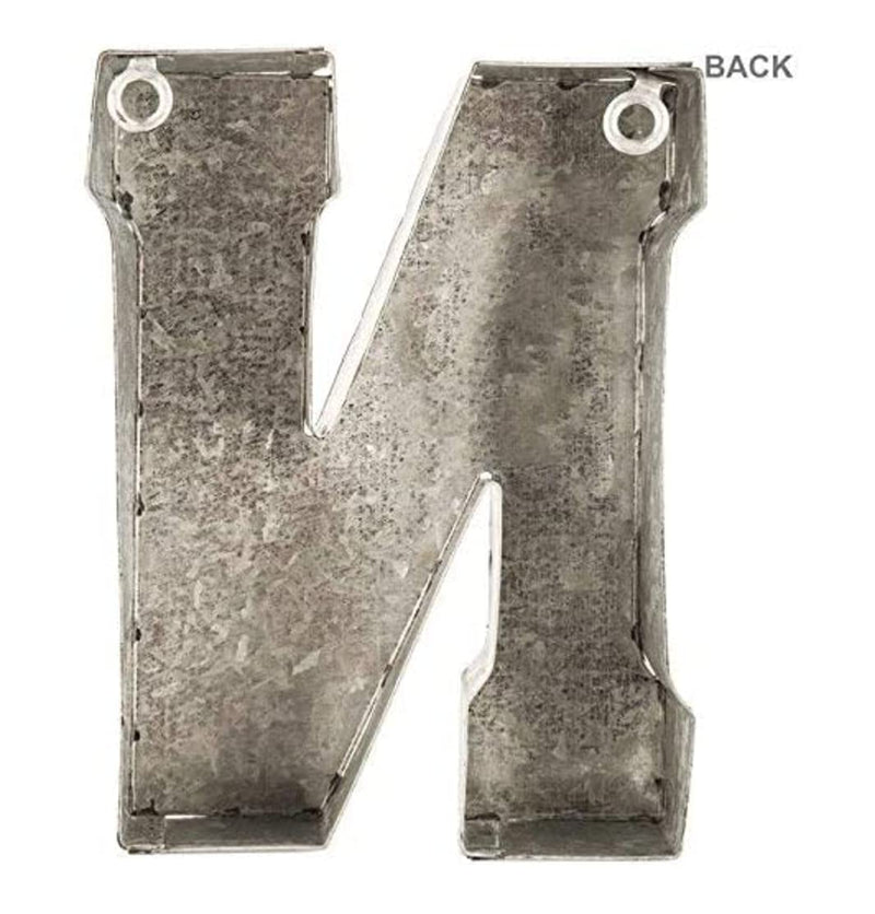 CraftyCrocodile 7" Galvanized Metal 3D Wall Letter N Block - Metal Monogram Decor - Hanging or Freestanding Initials With Keyhole Bracket - Industrial, Distressed, Rustic Style Sign for Home, Living Room - LeoForward Australia