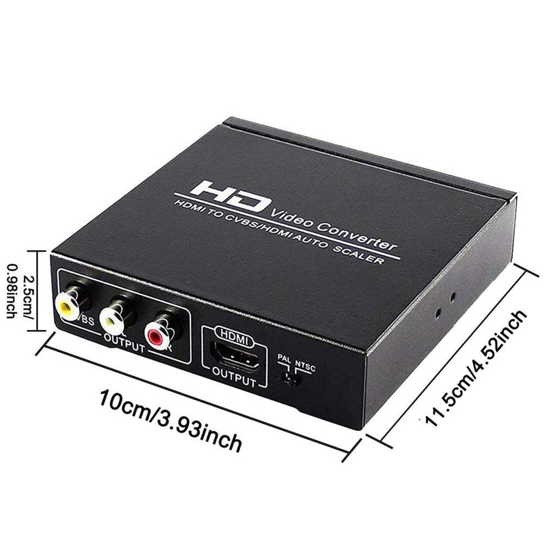  [AUSTRALIA] - HDMI to RCA and HDMI Converter, HDMI to AV 3RCA and HDMI Adapter Support 1080P, PAL, NTSC for HD TV and Older TV (Black, Iron Shell)