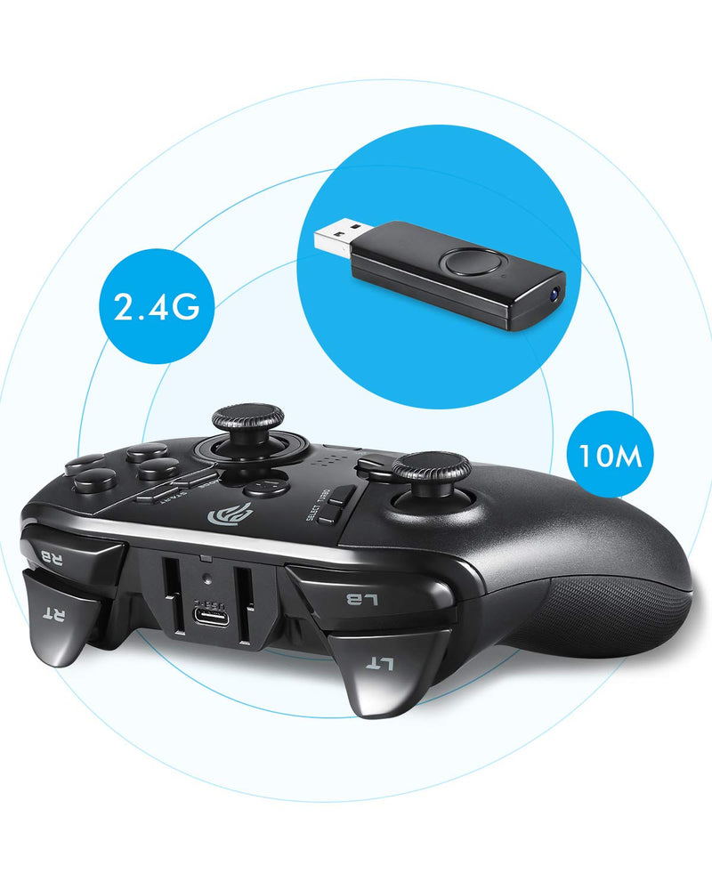  [AUSTRALIA] - EasySMX Wireless Gaming Controller for Windows PC/PS3/Android TV BOX, Dual Vibration Plug and Play Gamepad Joystick with 4 Customized Buttons, Battery Up to 14 Hours, Work Wired for Switch black