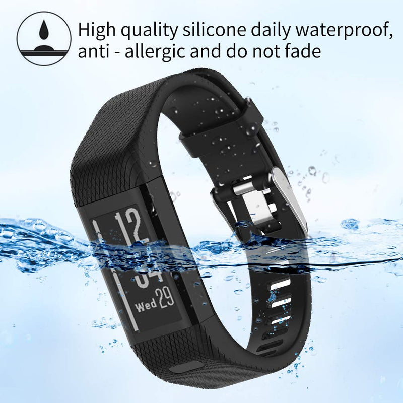  [AUSTRALIA] - Vozehui Compatible with Garmin Vivosmart HR+ Watch Bands, Soft Silicone Replacement Wristband Accessories, Sport Wristband Strap for Garmin vivosmart HR + Black