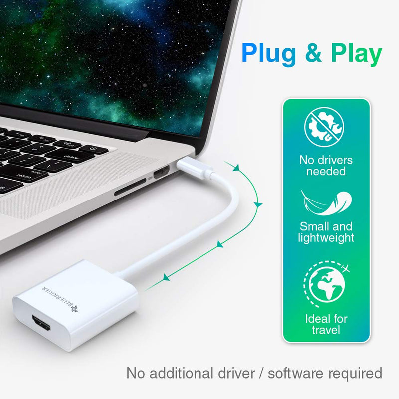  [AUSTRALIA] - BlueRigger USB-C ( Thunderbolt 3 Compatible) to HDMI Adapter ( 25CM) - Compatible with 2016/2017 MacBook Pro, Google Chromebook Pixel, Samsung Galaxy S8/S8+ - Supports 4K @ 60Hz