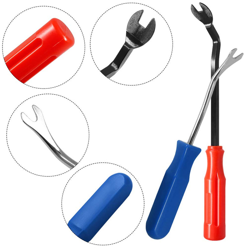  [AUSTRALIA] - Set of 10, Auto Trim Removal Tools Kit, findTop Car Panel Dash Radio Removal Installer Pry Tools Kit, Upholstery Removal Kit, Fastener Remover Pry Bar Scraper- Blue & Red
