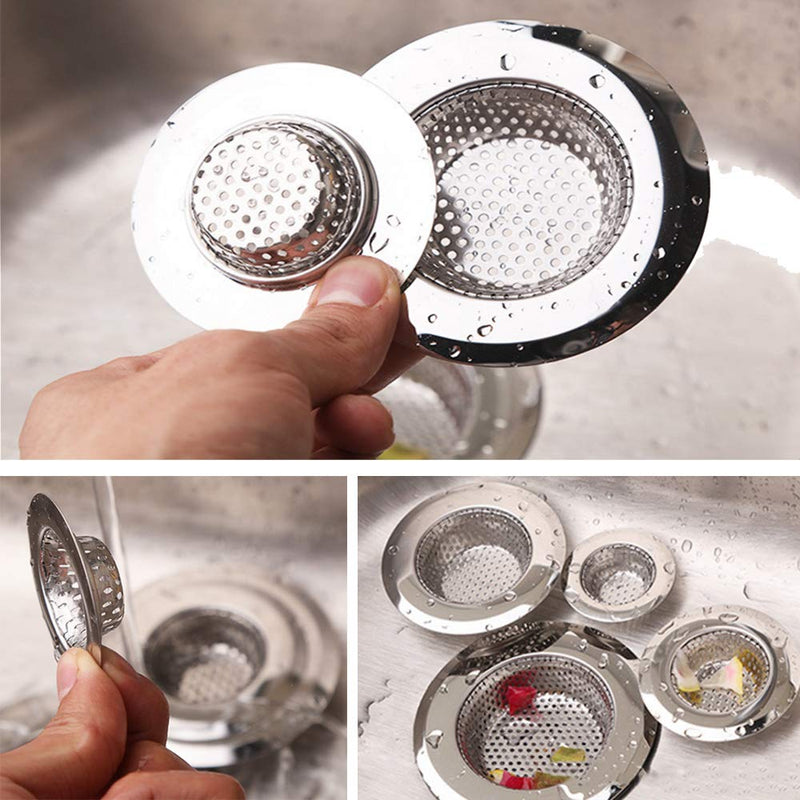  [AUSTRALIA] - Shower Drain(4 Pack), Bathtub Drain Cover, Sink Tub Drain Stopper, Sink Strainer for Kitchen and Bathroom, Hair Stopper for Bathtub Drain Cover Size from 1.5'' to 4.45''. (Silver-Round hole)