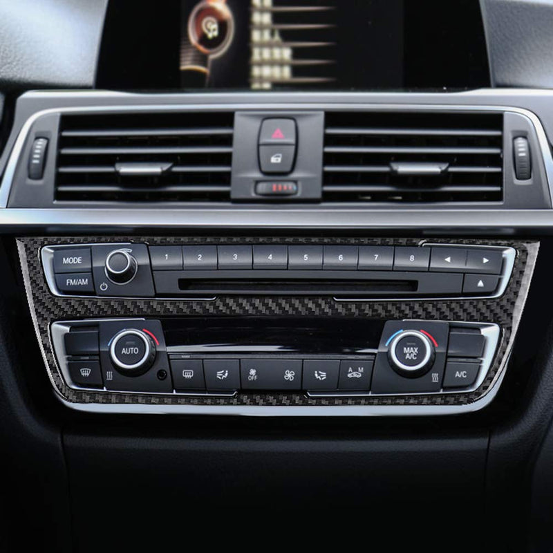 BLAKAYA Compatible with Carbon Fiber Console CD Panel for BMW 3 4 Series GT F30 F32 F34 F36 2013 2014 2015 2016 2017 2018 2019(Black - LeoForward Australia