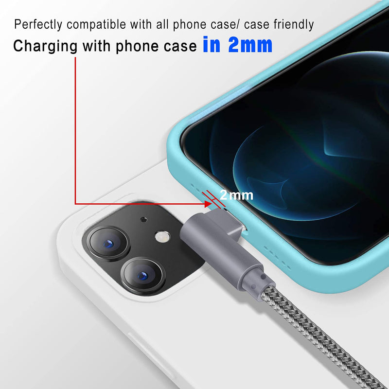  [AUSTRALIA] - MFi Certified 10FT Lightning Cable iPhone Charger Cord 90 Degree Fast Data Cable Nylon Braided Compatible with iPhone Xs Max/XS/XR/7/7Plus/X/8/8Plus/6S/6S Plus/SE (Gray, 10FT) Gray