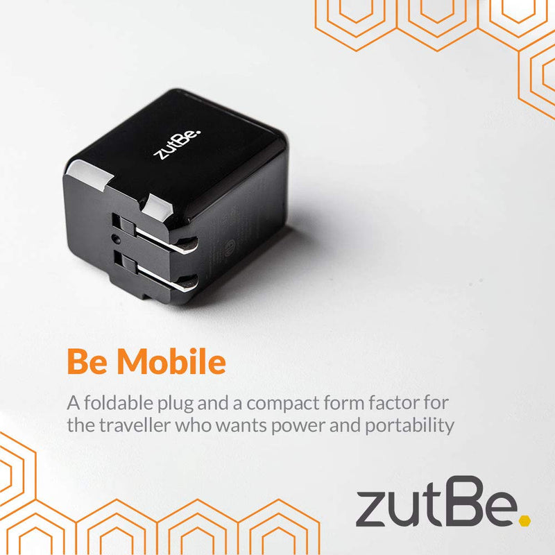  [AUSTRALIA] - zutBe Dual Port USB-A Foldable 30W, 2.4A Fast Foldable Plug, 1 Quick Charge QC 3.0 Wall Charger Compatible with iPhone 14 13 12 SE 11 X 8 7 & iPad Samsung Galaxy [Be Charitable, Durable, Confident]