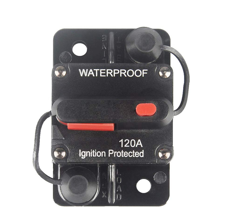  [AUSTRALIA] - WOHHOM 120 Amp Circuit Breaker with Manual Reset 12V-36V DC Waterproof Surface Mount for Car Audio Rv Marine Boat Truck Trolling Motors, 30-300A Car Speaker Resettable Fuse WF120A