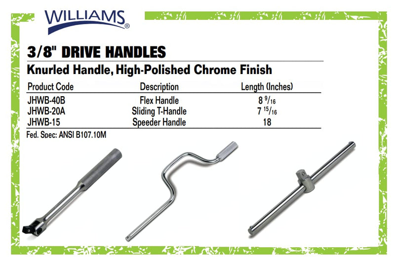  [AUSTRALIA] - Williams B-20A 3/8-Inch Drive Sliding T Handle