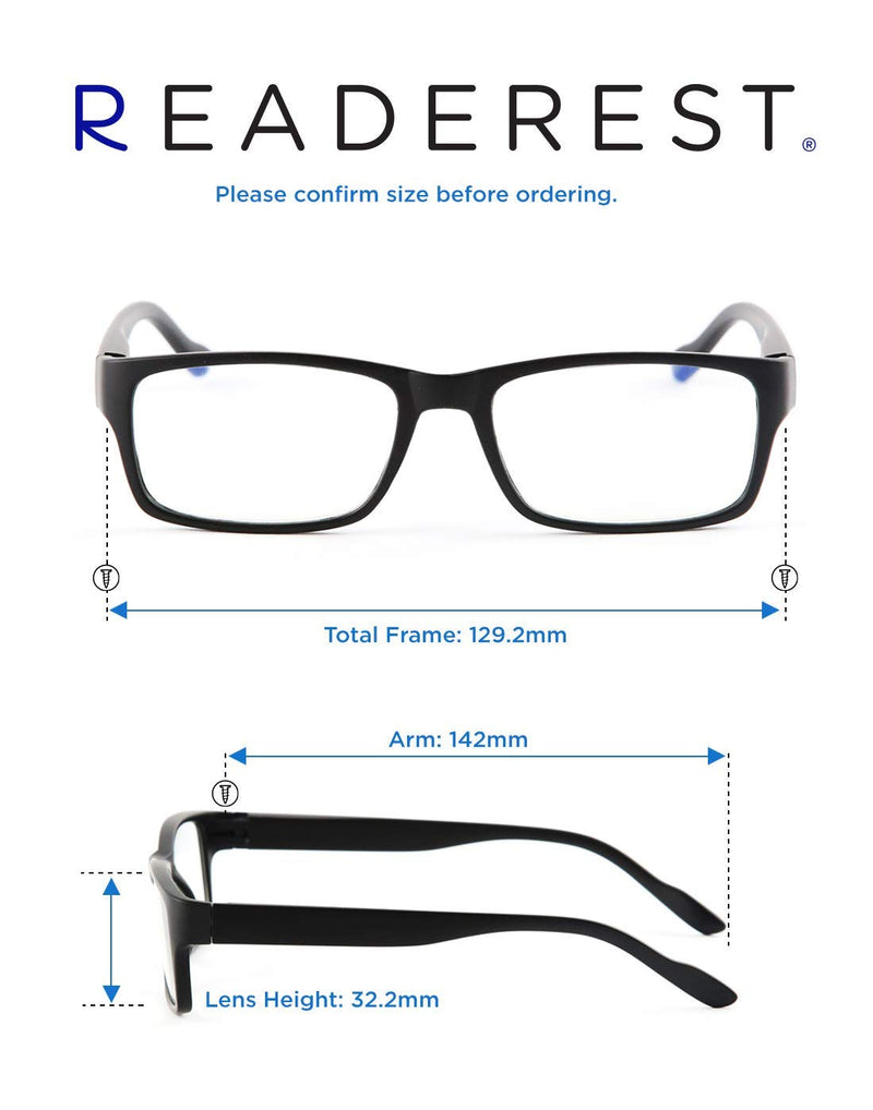 Readerest Blue Light Blocking Reading Glasses (Black, 3.50 Magnification) Black 3.5 x - LeoForward Australia