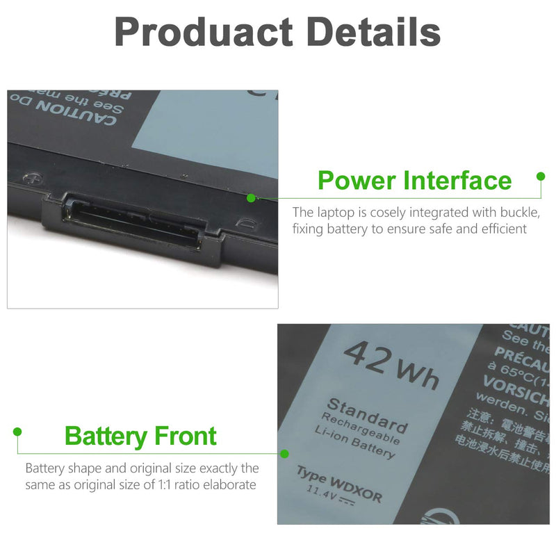  [AUSTRALIA] - 42WH WDXOR 11.4V Battery Replace for Dell Inspiron 13 7378 13 5000 5378 5368 15 7579 5567 5568 5578 7570 7569 Inspiron 5000 7000 17 5000 Series Laptop