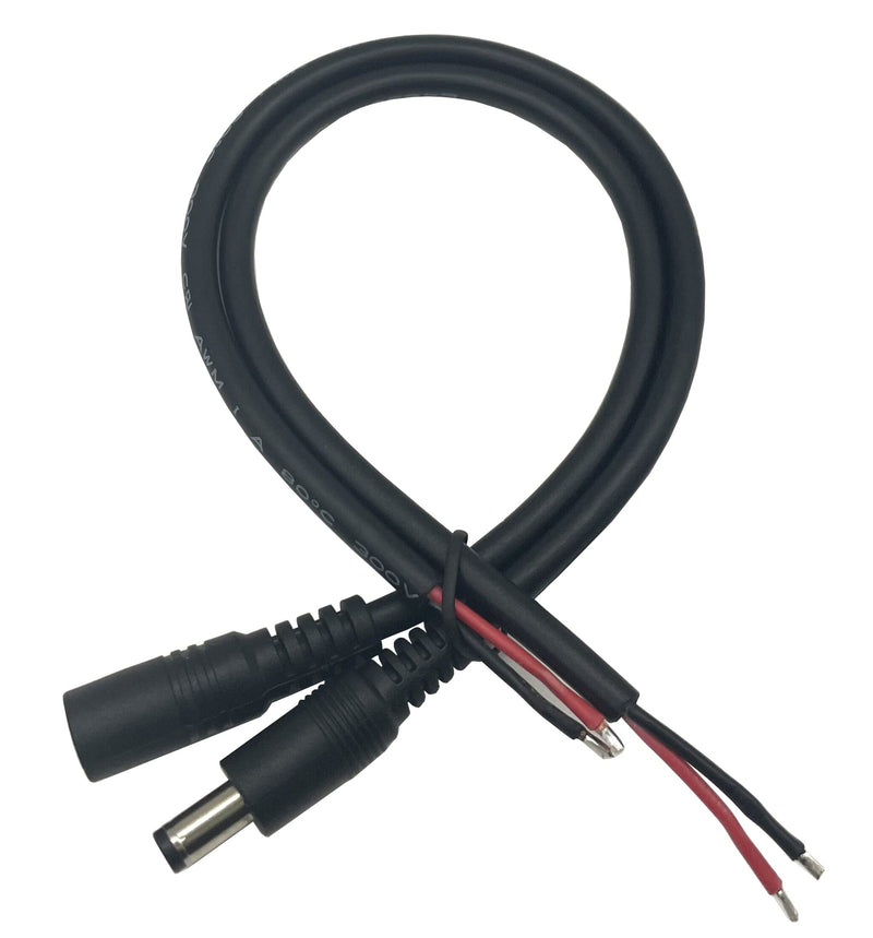  [AUSTRALIA] - 1 Pairs Dc Power Pigtails Cable, Dafensoy 16 AWG Pure Copper DC 5.5 x 2.1mm Male & Female High Power Bold Power Repair Cable, for CCTV Security Camera and Other 2.1 * 5.5mm DC Power Devices 1Feet