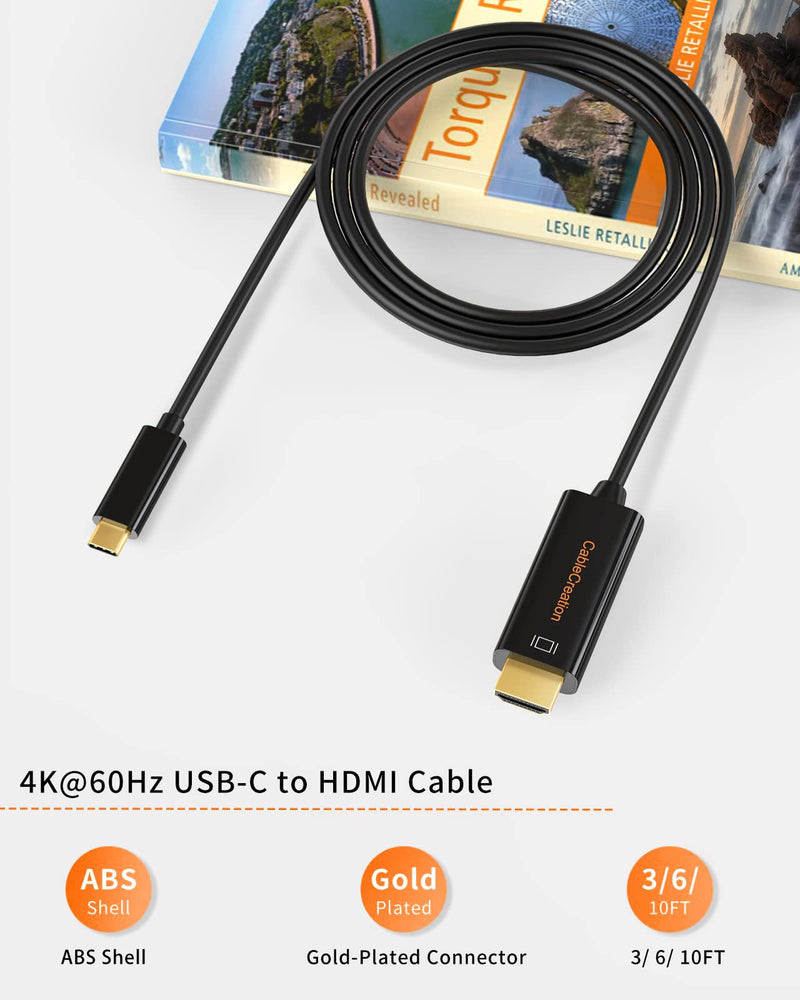  [AUSTRALIA] - CableCreation USB C to HDMI Cable 6FT 4K@60Hz, USB Type C to HDMI Cord for Home Office, Compatible with MacBook Air 2022 M2，MacBook Pro 2020, iPad Pro 2020 2018, Surface Book 2, Galaxy S23/S20/S10 Black