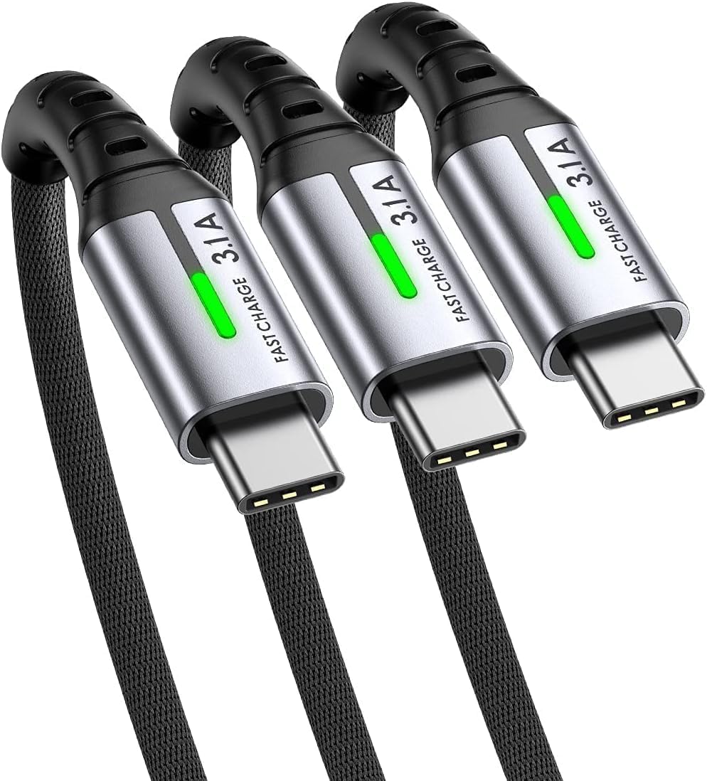  [AUSTRALIA] - INIU USB to USB C cable [3 pieces, 2M+2M+0.5M], charging cable USB C nylon data cable, 3.1A PD fast charging cable USB-C for Samsung Galaxy S22 S20 S10 iPhone 15 Huawei P30 Pixel 7 iPad Air Xiaomi PS5 etc.