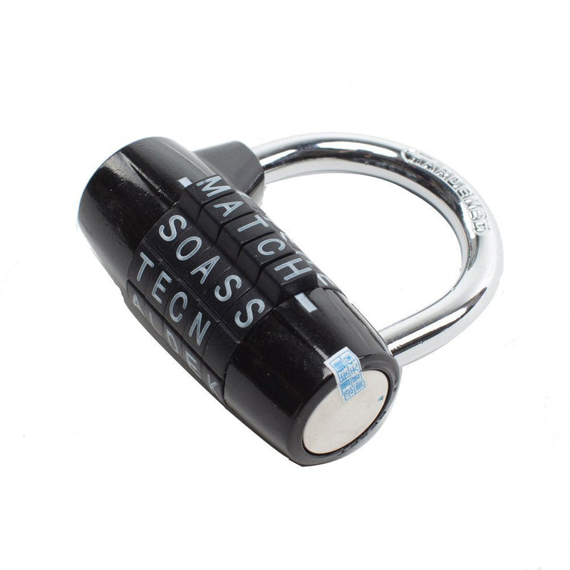  [AUSTRALIA] - WANLIAN 5-Dial Combination Padlock, Black 5 Letters Lock Code Lock Large Gym Cabinet Locker Room Prop Padlock Wordlock PL-004-BK 5-Dial Combination Padlock, Black