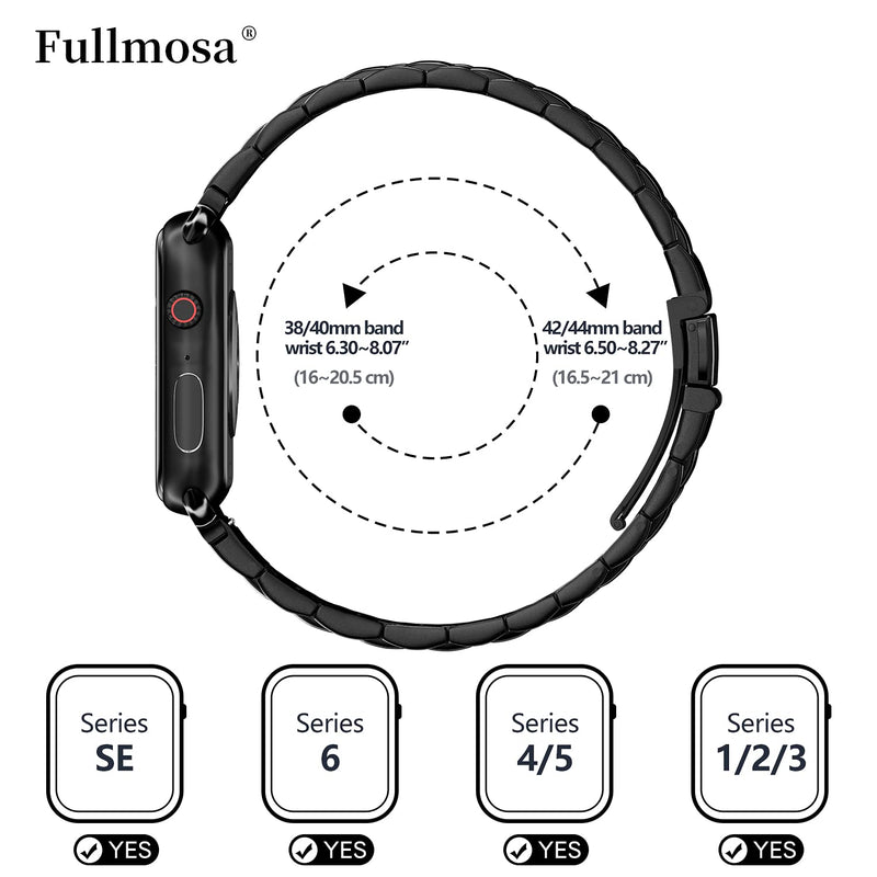  [AUSTRALIA] - Fullmosa Compatible Apple Watch Band 42mm 44mm 45mm 38mm 40mm 41mm, Stainless Steel iWatch Band for Apple Watch Series 7/6/5/4/3/2/1/SE, 38mm 40mm 41mm Black