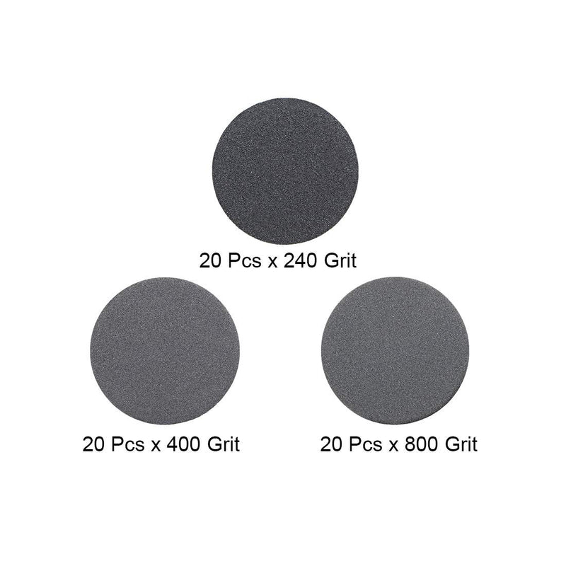  [AUSTRALIA] - uxcell 1-Inch Hook and Loop Sanding Disc Wet/Dry Silicon Carbide 240/400/800 Grit Assorted 60 Pcs