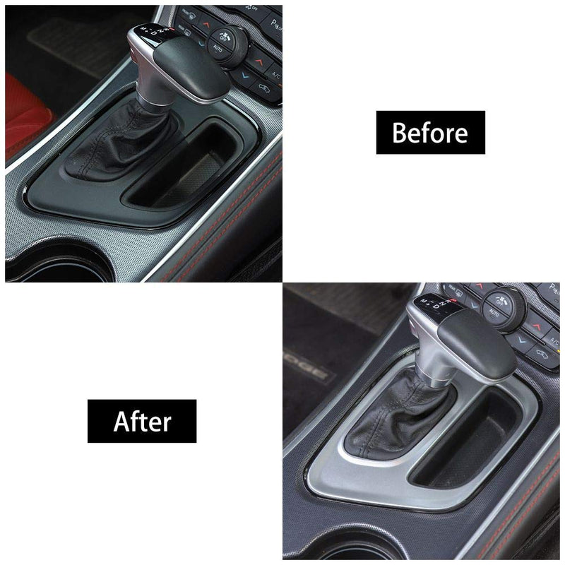  [AUSTRALIA] - Voodonala for Challenger Gear Shift Panel Covers Decoration Trim Accessories for Dodge Challenger 2015 up (Silver)