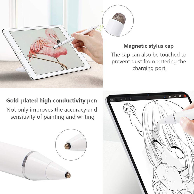 Stylus Pen for Touch Screens, Active Digital Pens Rechargeable 1.5mm Fine Tips Smart Pencil Compatible with iPad and Most Tablet by Skyfirst (White) WHITE - LeoForward Australia
