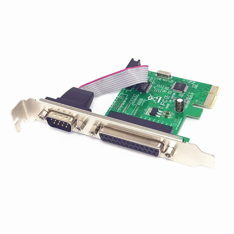  [AUSTRALIA] - PCIe Combo Serial Parallel Expansion Card PCI Express to Printer LPT Port RS232 Com Port Adapter IEEE 1284 Controller Card WCH382 Chip for Desktop PC Windows 10 with Low Bracket