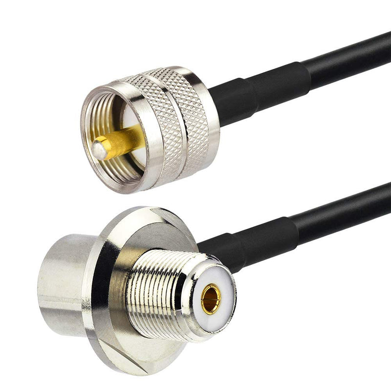  [AUSTRALIA] - Bingfu UHF PL259 Male to UHF SO239 Female Right Angle Bulkhead Mount RG58 Cable 20 feet for Vehicle Car SUV Truck CB Radio Ham Radio Two Way Radio Amateur Radio Antenna Cable