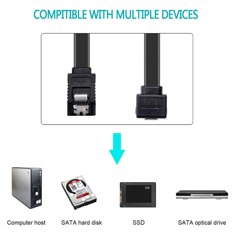  [AUSTRALIA] - BENFEI SATA Cable III, 3 Pack SATA Cable III 6Gbps 90 Degree Right Angle with Locking Latch 18 Inch for SATA HDD, SSD, CD Driver, CD Writer - Black 180-90 degree