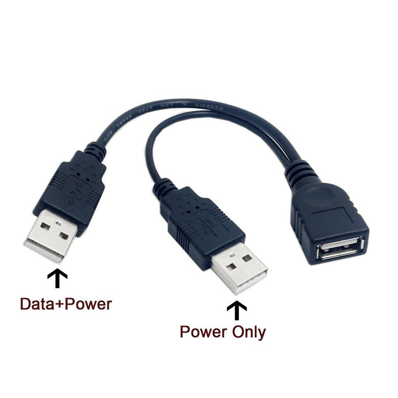  [AUSTRALIA] - CY USB 2.0 Female A to Dual A Male Extra Power Data Y Cable for 2.5" Hard Disk Black