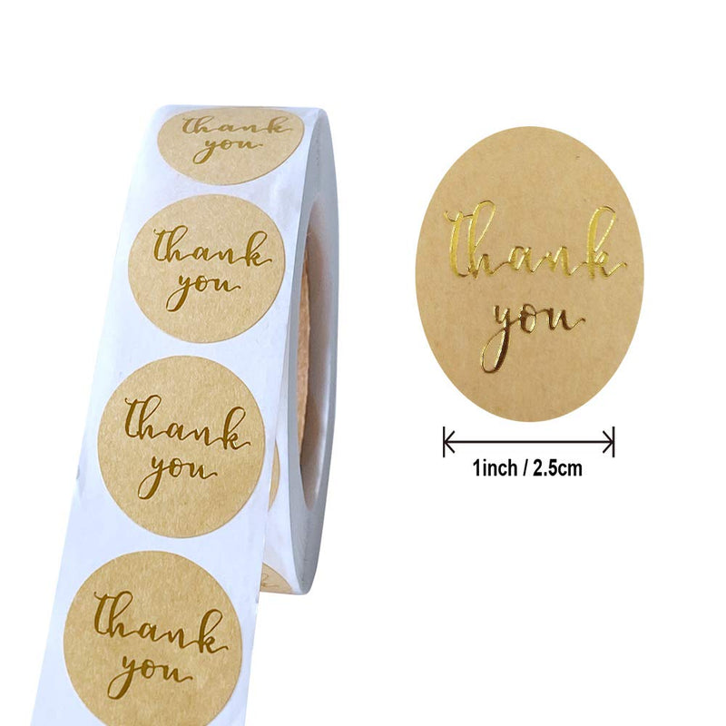  [AUSTRALIA] - 1 inch Thank You Stickers Seal Label Stickers Round Kraft Modern Paper Stickers, Store Wedding Envelope Stickers, 500 Labels Per Roll