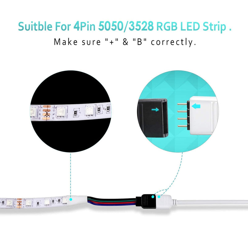  [AUSTRALIA] - LED Light Connectors, Nelyeqwo LED Strip Lights Extension Cable 3.28ft 4 Pin Connector Solderless RGB LED Light Adapter with 4 Male Connector for SMD 5050 3528 Multicolor LED Strip 4 Pack