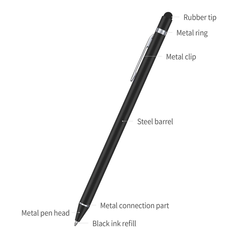 Stylus Pens for Touch Screens (3 Pcs), ChaoQ Capacitive Stylus Ballpoint Pen, 1.0mm Medium Point Black Ink, with 12 Replaceable Tip - Black - LeoForward Australia