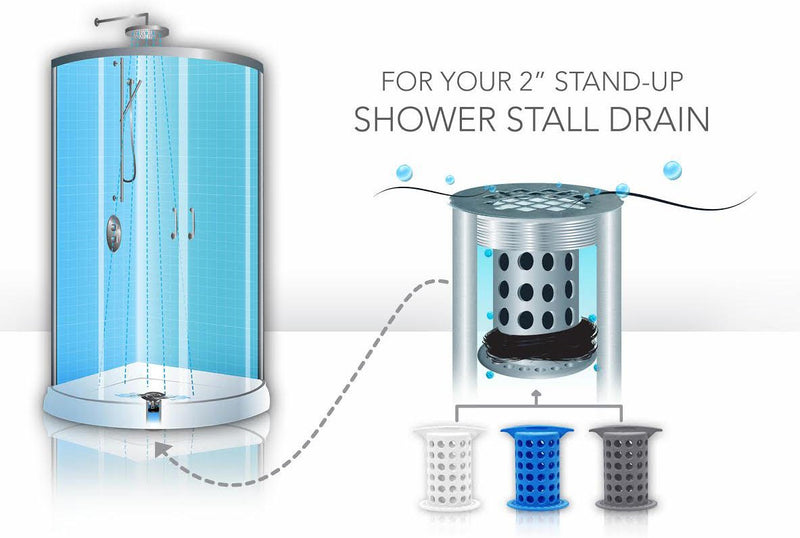  [AUSTRALIA] - ShowerShroom Revolutionary 2" Stand-up Shower Stall Drain Protector Hair Catcher/Strainer 2", White