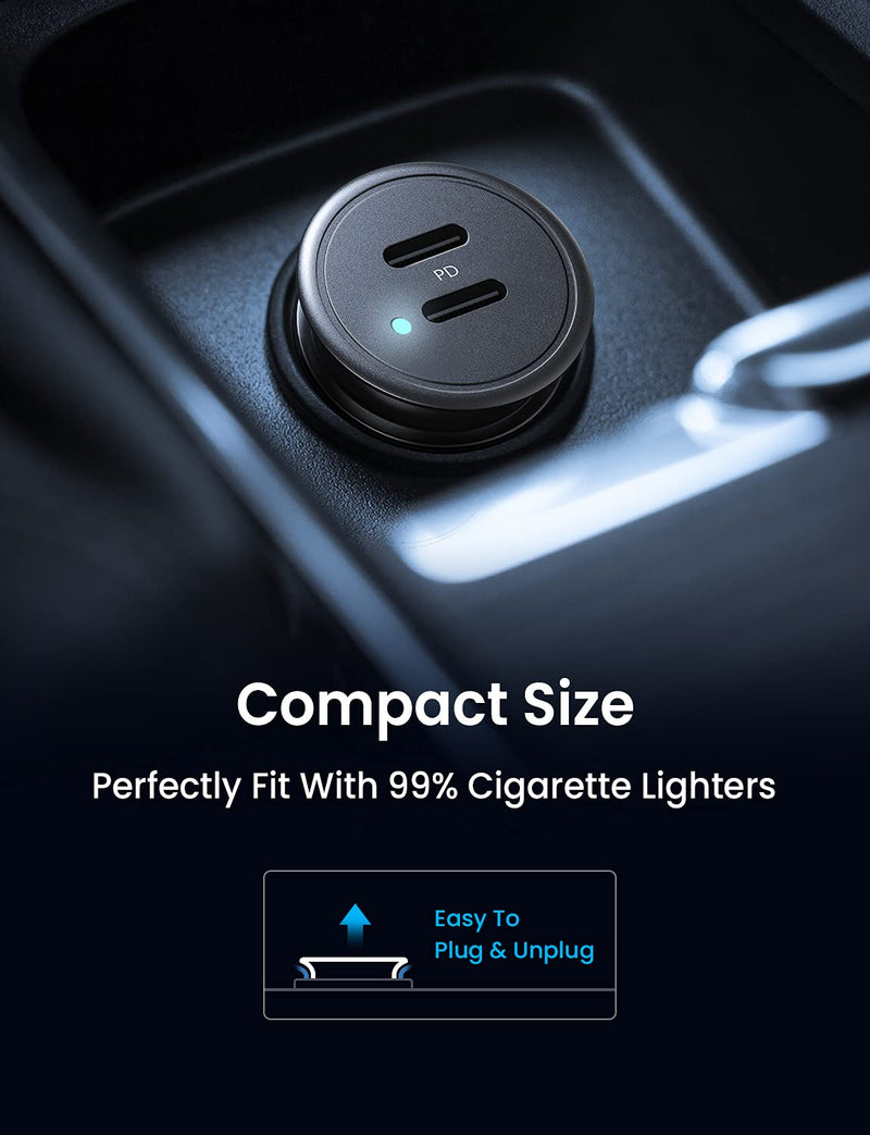  [AUSTRALIA] - AINOPE USB C Car Charger, 40W Smallest iPhone 13 Car Charger, All Metal USB C Car Charger Fast Charging PD 3.0 Dual Port Compatible with iPhone 13/13 Pro/12/12 Pro/12 Mini, Galaxy S20/S10, iPad Pro