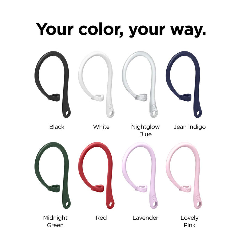 elago Ear Hooks Designed for Apple AirPods Pro and Designed for AirPods 1 & 2, Ergonomic Design, Durable TPU Construction, Full Access (White) [US Patent Registered] White - LeoForward Australia