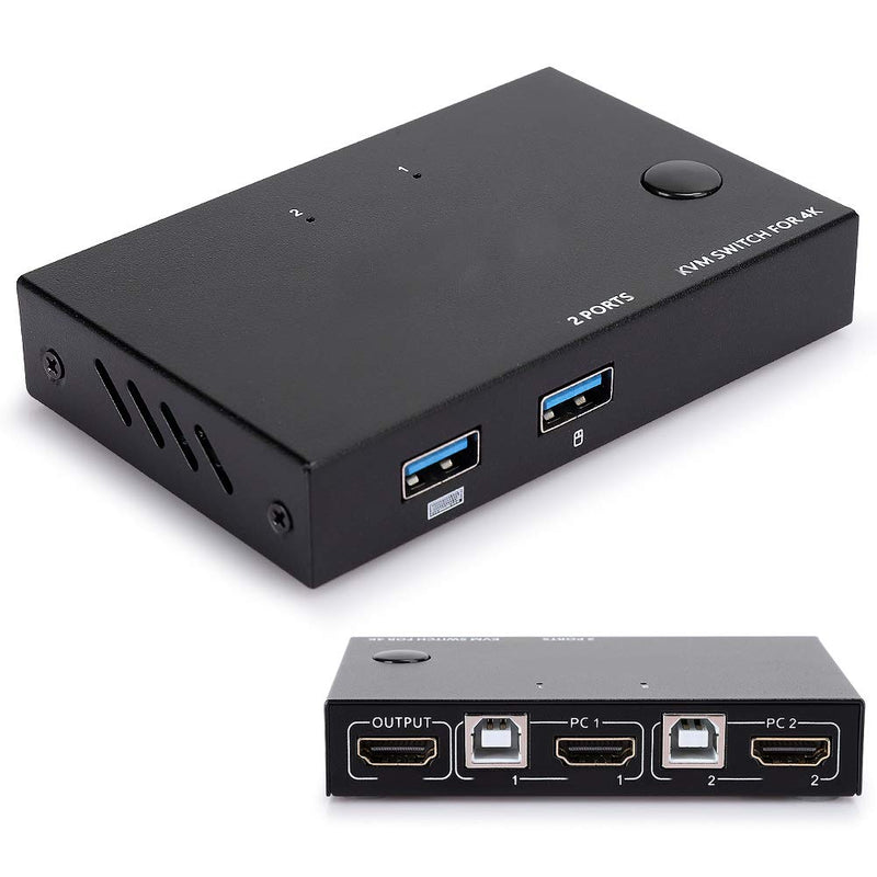  [AUSTRALIA] - Yunseity KVM HDMI USB Switch,USB 2 in 1 Switch Selector,KVM Switch Adapter 2 Computer Sharing 2 USB Devices,4k×2K@30hz Resolution for 2PC(KVM201) KVM201