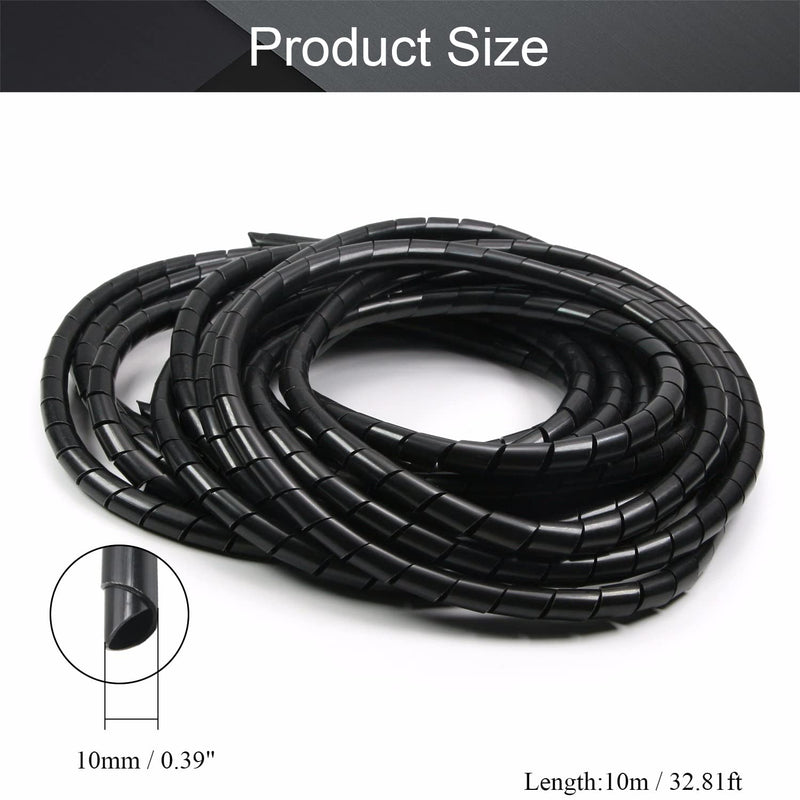  [AUSTRALIA] - Othmro 1Pcs Spiral Cable Wrap Spiral Wire Wrap Cord for Computer Electrical Wire Organizer Sleeve(Dia 10MM-Length 8M Black) 10mmx8-10m 1pcs