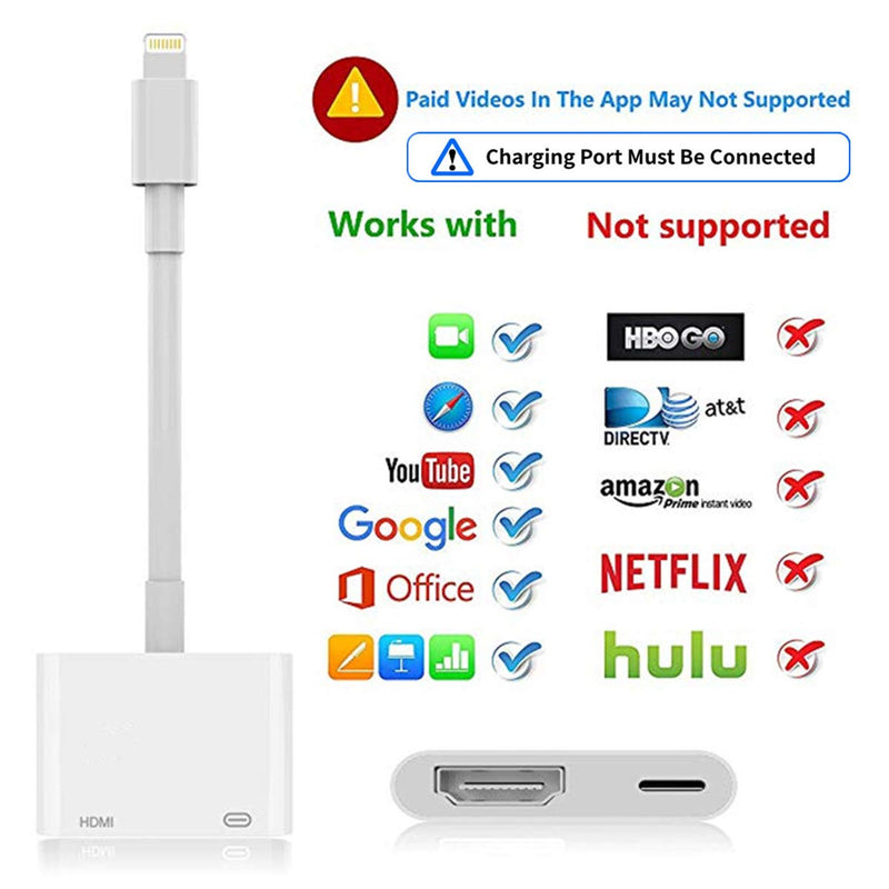  [AUSTRALIA] - [MFi Certified] Lightning to HDMI Adapter,Sharllen iPhone Digital 1080P AV 4K Screen Connector Converter Apple Charging Charger Cable Cord Compatible iPhone12 11,iPad for Monitor/HDTV/Projector White