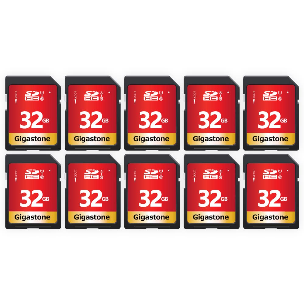  [AUSTRALIA] - Gigastone 32GB 10-Pack SD Card UHS-I U1 Class 10 SDHC Memory Card High-Speed Full HD Video Canon Nikon Sony Pentax Kodak Olympus Panasonic Digital Camera, with 10 Mini Cases SD 32GB U1 10-Pack