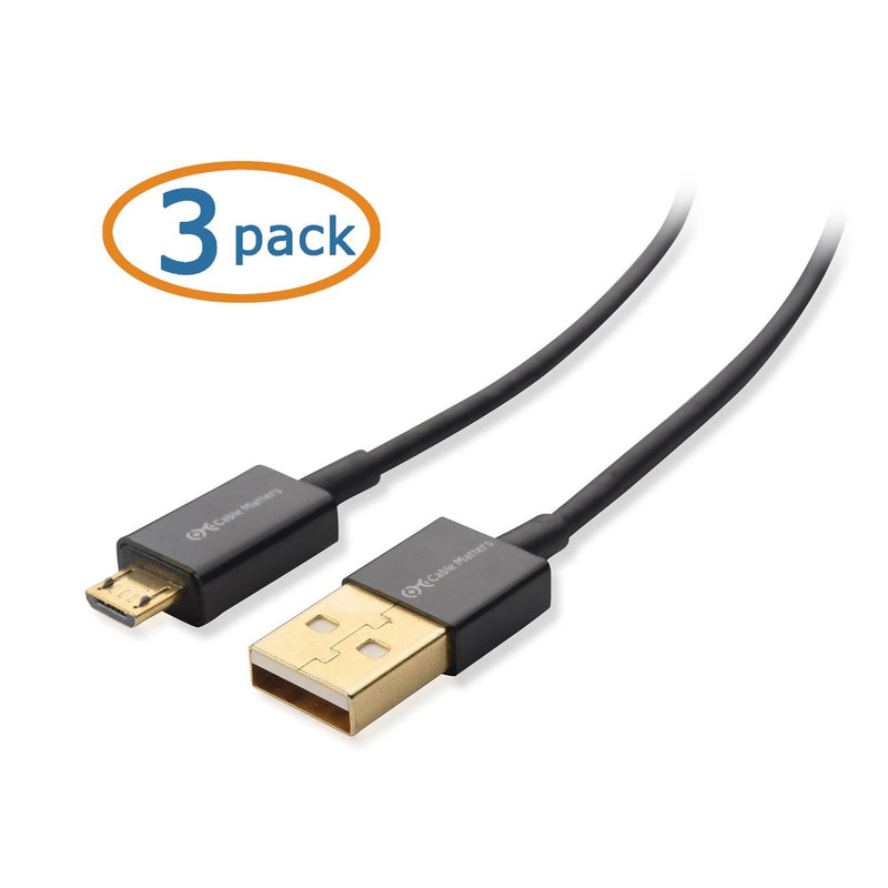 Cable Matters 3-Pack Micro USB 2.0 Cable in Black 3 Feet - LeoForward Australia