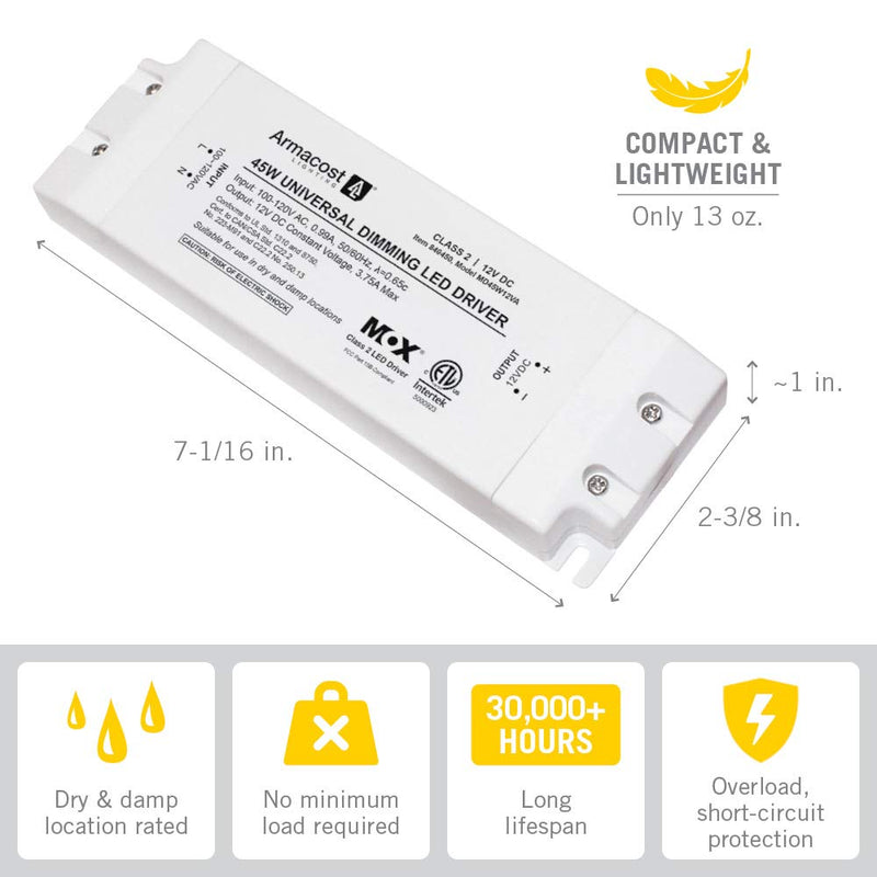  [AUSTRALIA] - Armacost Lighting 840450 for LED Lighting, with Removable AC Cord, 45 Watt, White 12 Volt