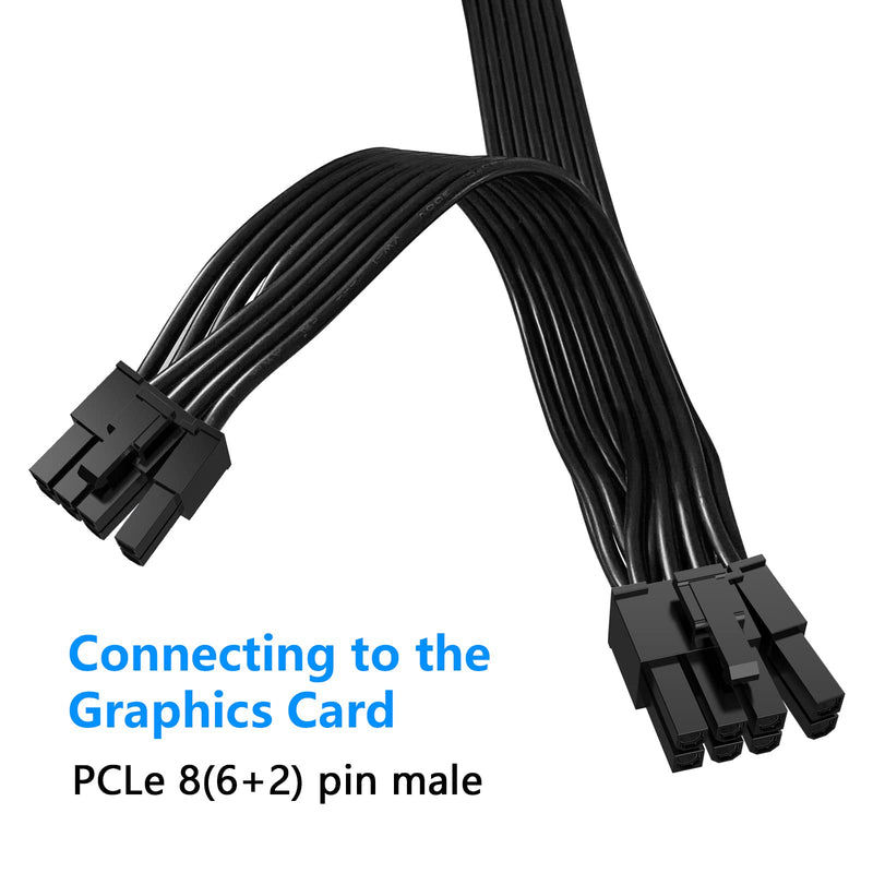  [AUSTRALIA] - SYBECHATF 16 AWG PCIE 8 Pin Male to Dual Pcie 8pin(6+2) Male Cable,GPU Power Adapter Cable for EVGA Modular Power Supply,Graphics Card 8pin Splitter(65cm+15cm)