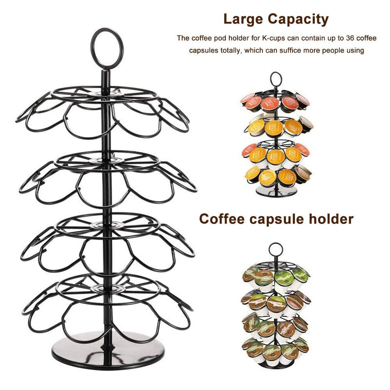  [AUSTRALIA] - SHURFFY Coffee Pod Carousel Holder Organizer Compatible with 36 Cup Pods Capacity of 36 pods,Black